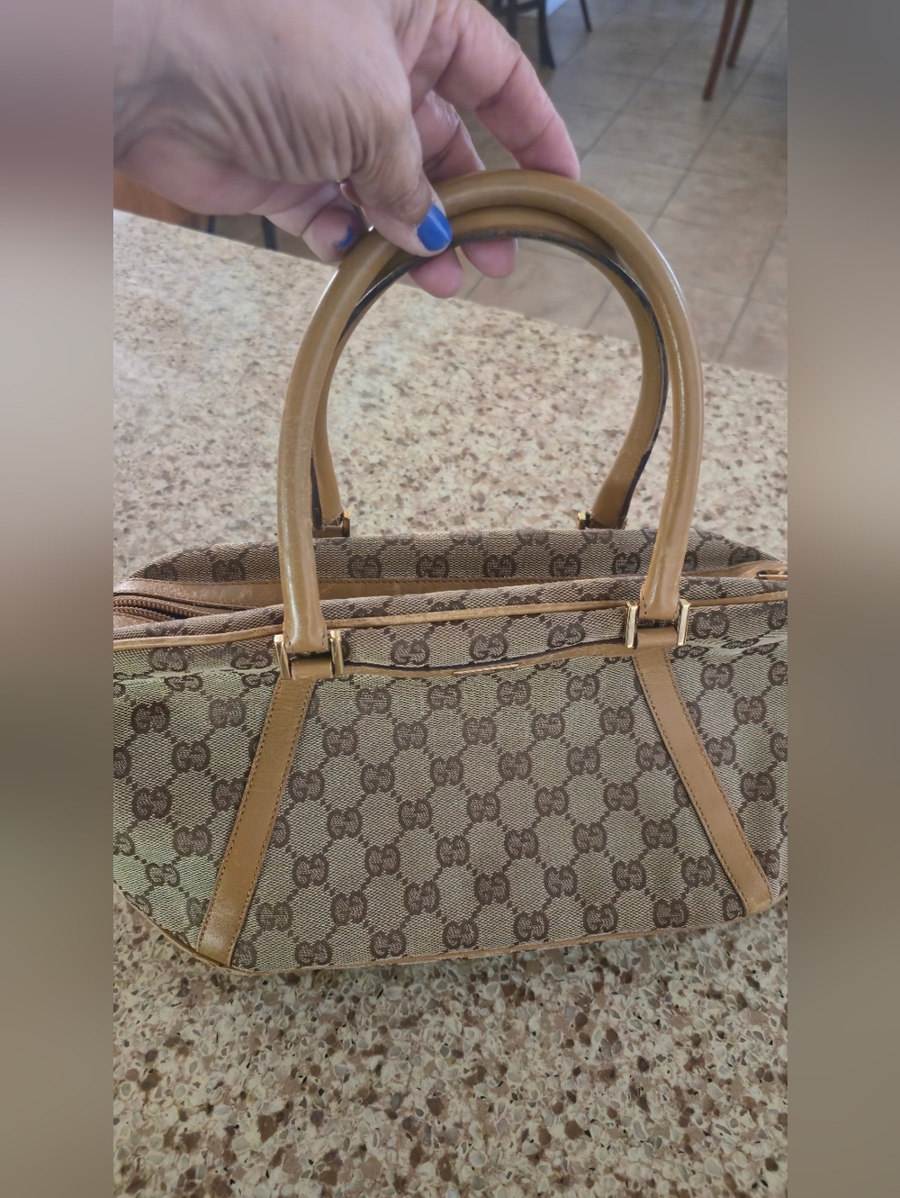 Gucci Brown GG Canvas Top-Handle Bag. Great Condition